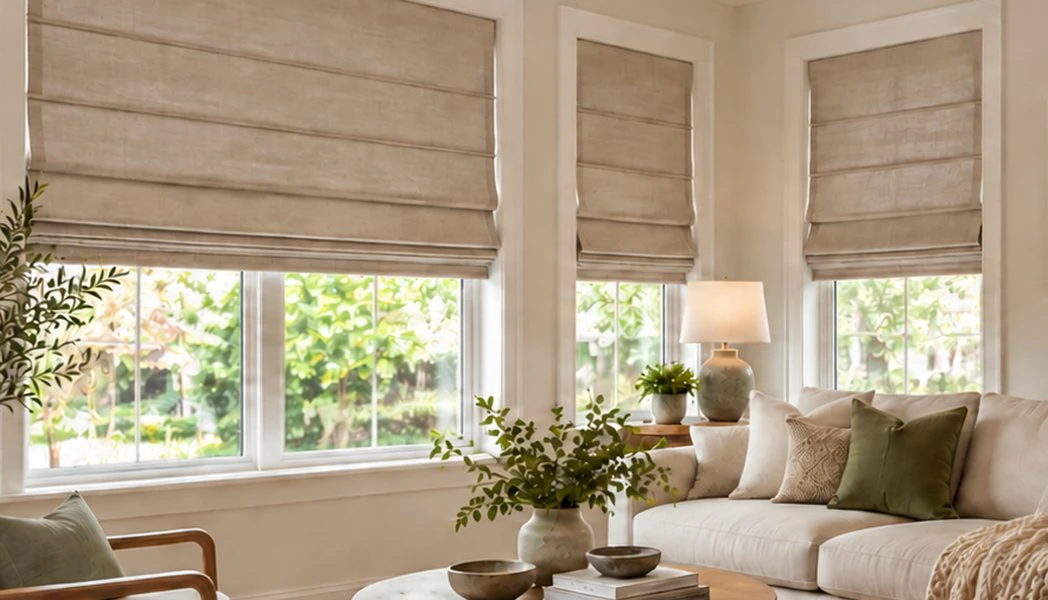 Roman Shades in a finished interior