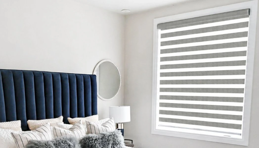 Interlude Zebra Shades in a finished interior